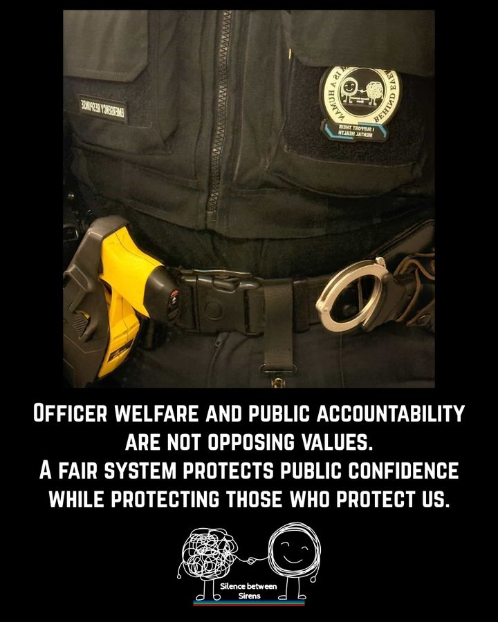 Police belt with the words Officer welfare and public accountability are not opposing values